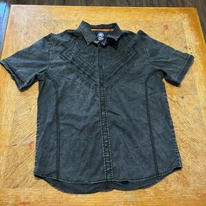 Buckle American Fighter Black Commons Button Down Short Sleeve Shirt XL Mens